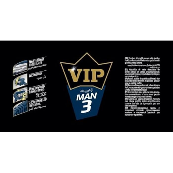 VIP MAN 3 BLADES DISPOSABLE BODY SHAVING RAZOR, Pack of 1 - Image 2